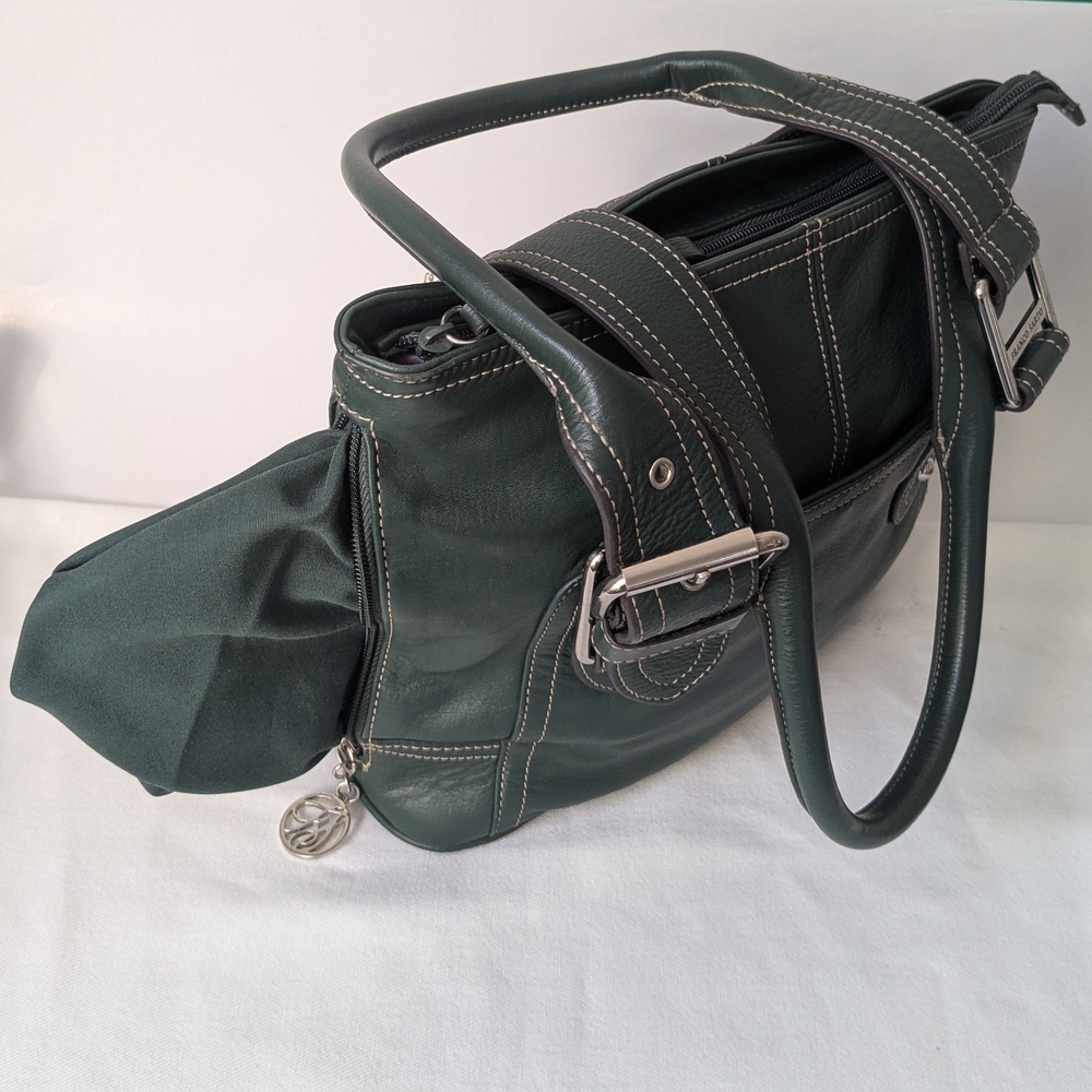 Franco Sarto Sophisticated Dark Green Leather Tote Shoulder Bag For everyday use - Picture 6 of 12